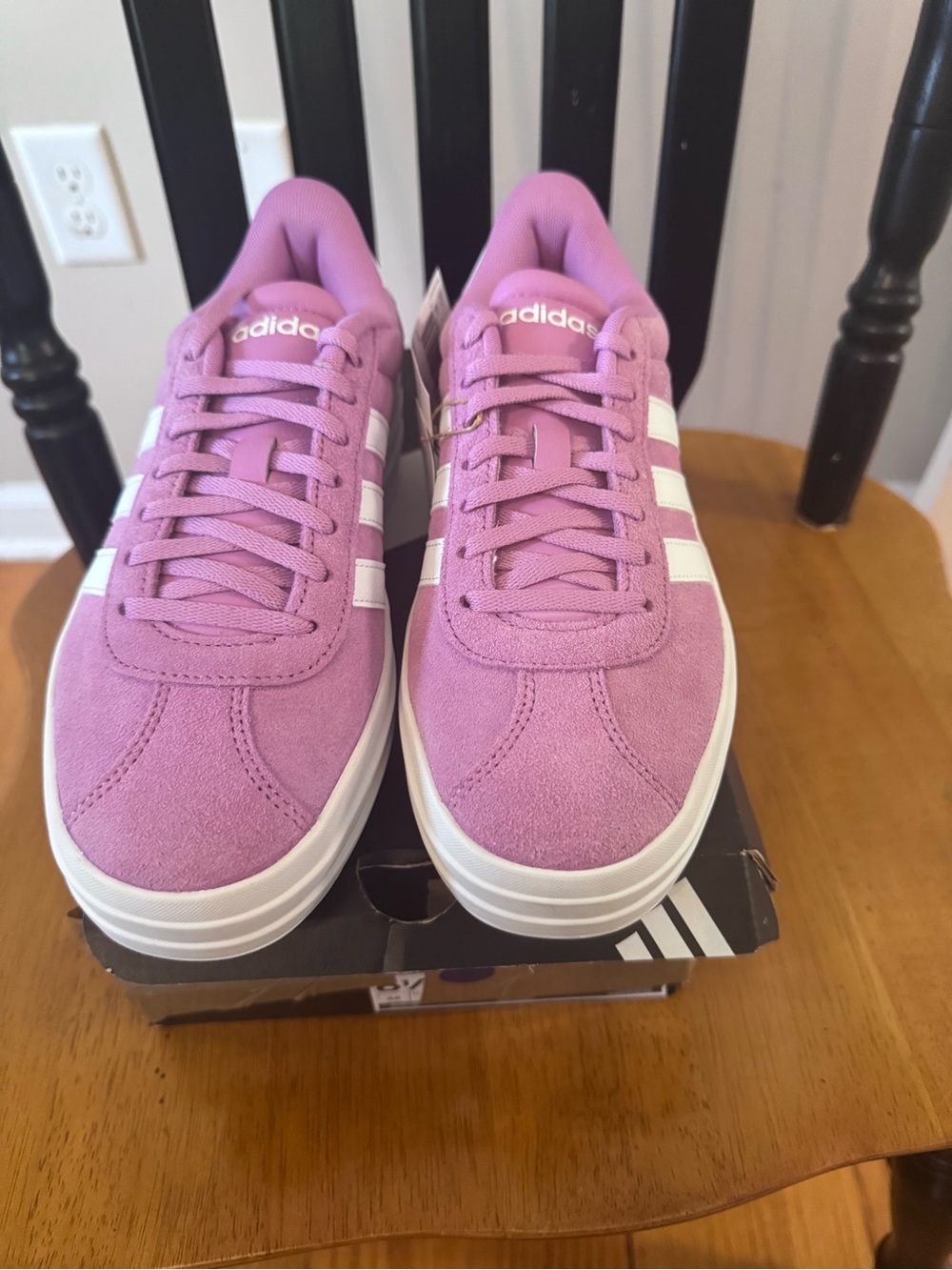 Adidas Women's VL Court Bold Purple & White Suede Sneakers NIB size 6.5